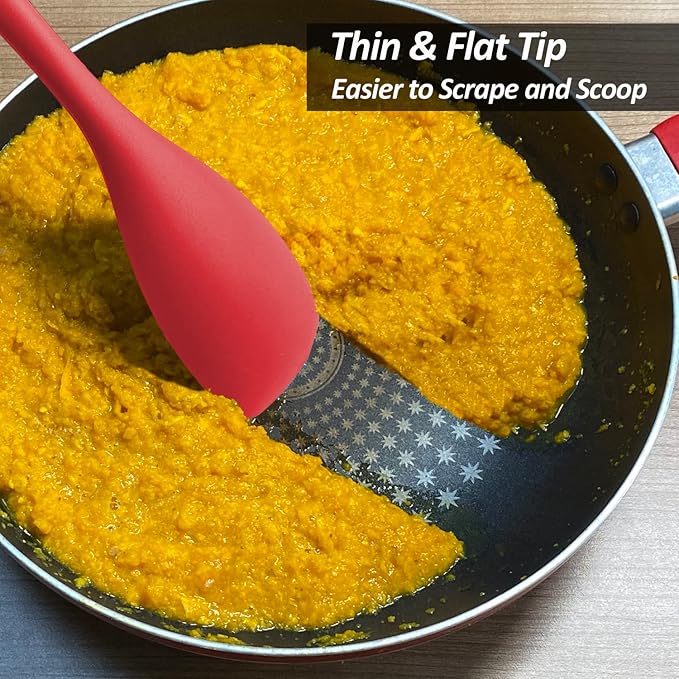 Upgrade Silicone Spatula Spoon Set,VOVOLY Heat Resistant Rubber Spoonula, Seamless Non-Stick Flexible Scrapers for Baking Mixing Tool,3 Pack,