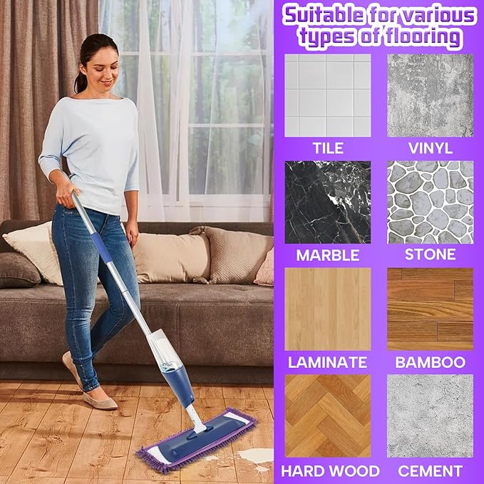 AmaVins 2 Pack Pet System Microfiber Sweeping Pad, Reusable Pet Replacement Mop Pad for Bona Mop & Multi-Surface Floors, 18 Inch Washable Cleaning & Dusting Pads, Attracts & Picks Up Pet Hair