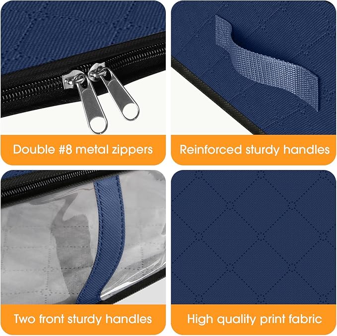 Under Bed Storage Bags 3 Pack, Blue
