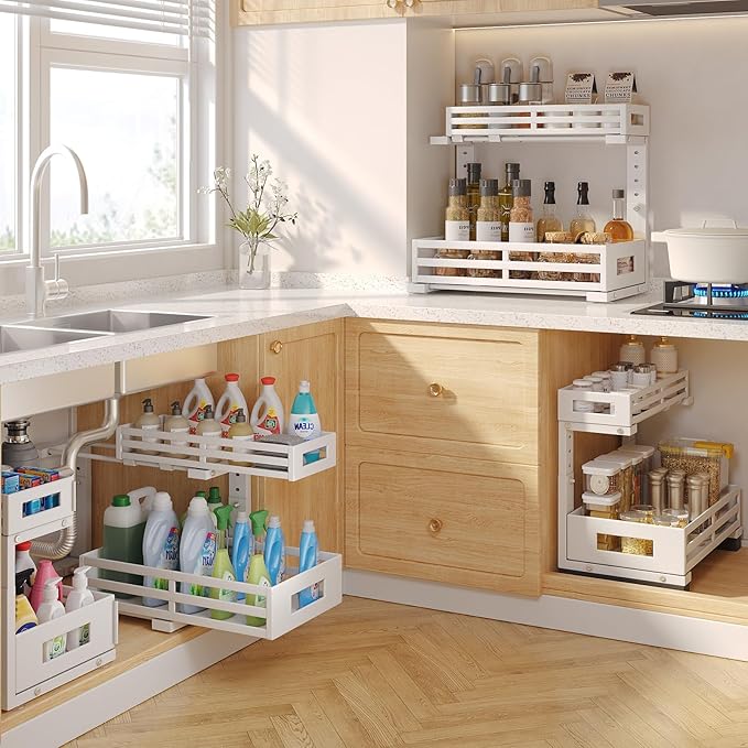 L-Shaped Metal Under Sink Organizer