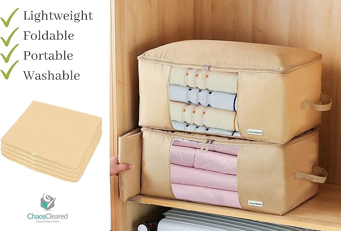 Comforter Storage Bag - Folding Organizer bag for King/Queen Comforters, Pillows, Blankets, Bedding/Quilt, Blanket, Duvet, Mothproof Space Saver