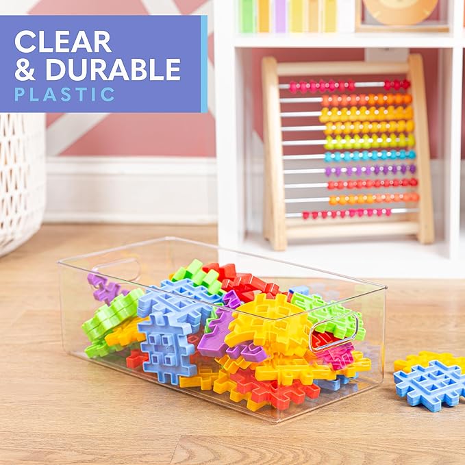 Plastic Food Storage 8 Pack Clear Container Bin with Handles for Organizing Kitchen, Pantry, Refrigerator, Freezer, Pantry, Cabinet, Closet