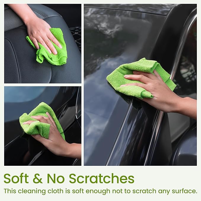 Greenfound Microfiber Cleaning Cloth Roll -80 Pack, 11.5x11.5, Tear Away Towels, Reusable and Washable Rags, Green