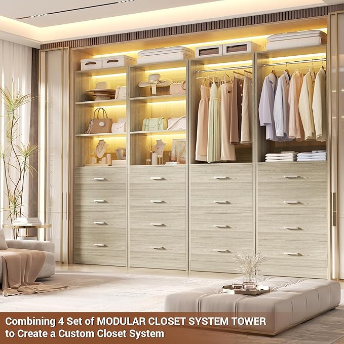 Closet Drawers Organizer System, White Oak
