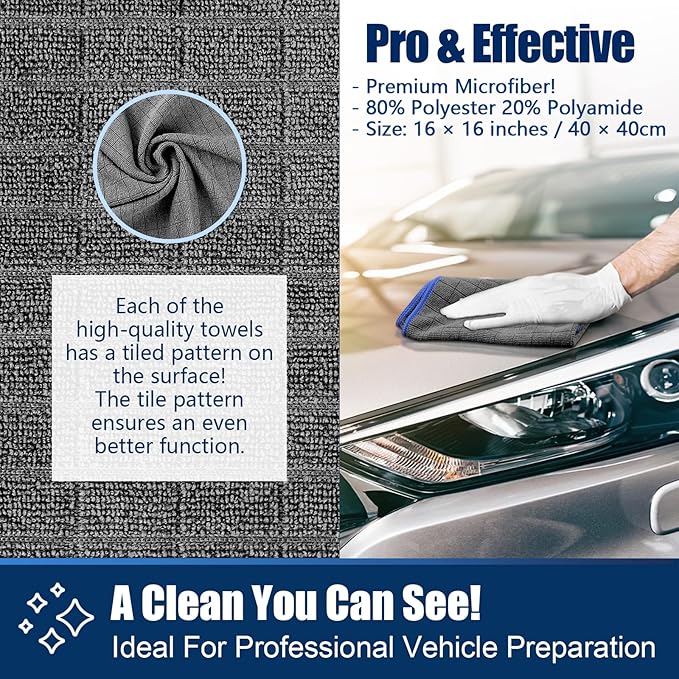 Airlab Microfiber Towels for Cars Wash Drying Auto Detailing, Highly Absorbent, Lint-Free, Streak-Free, All-Purpose Cleaning Cloths for Household
