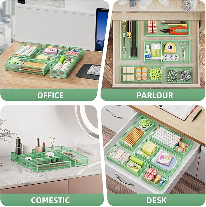 5 Pack Desk Drawer Organizer Set, Green