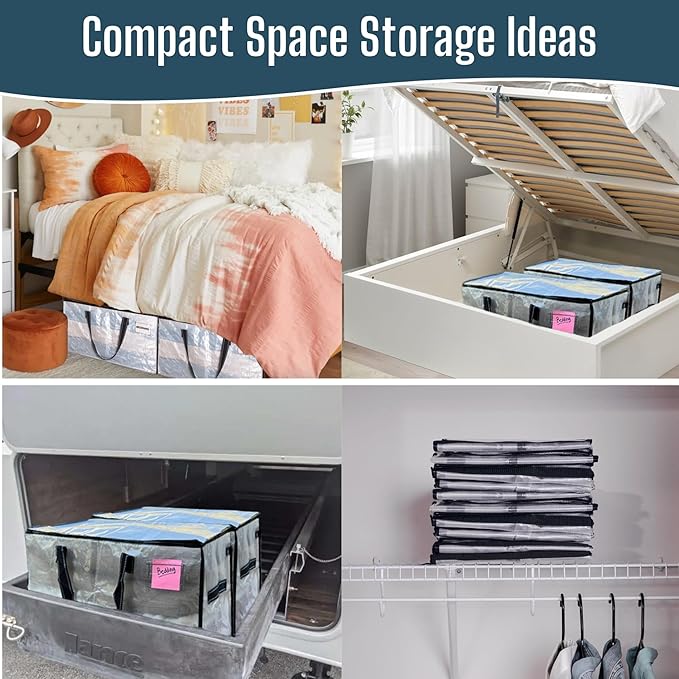 10 Pack Heavy Duty Moving Bags, Clear Storage Bags for Clothes and Comforters
