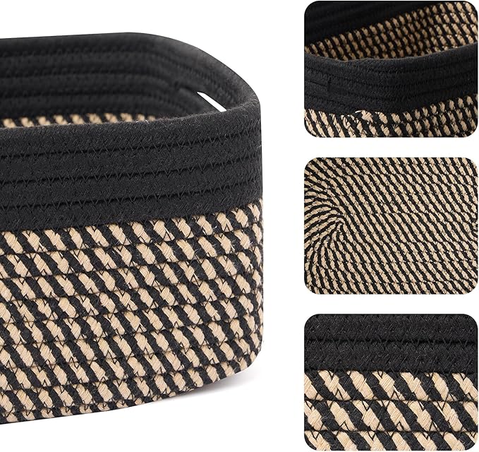 Small Storage Baskets for Organizing, Closet Organizer Bins, 4 Packs Black Brown
