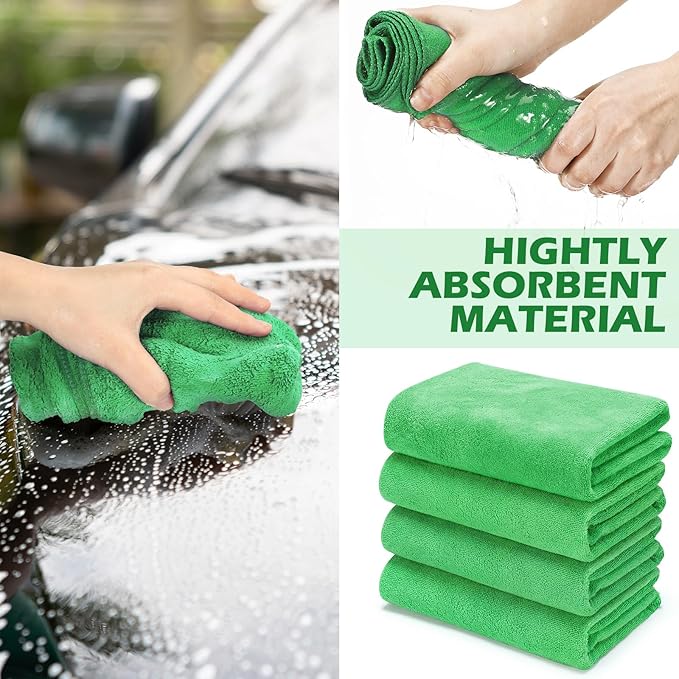 SmoothNovelty 10 Pcs Extra Large Microfiber Cloth 30" x 20" Large Floor Microfiber Towel Reusable Washable Free Lint Free Cloth Rag for Squeegee Mop Floor Window Housekeeping (Green)