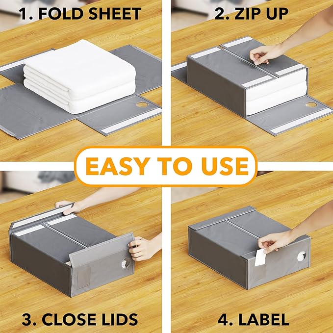10 Pack Bed Sheet Organizers and Storage, Gray