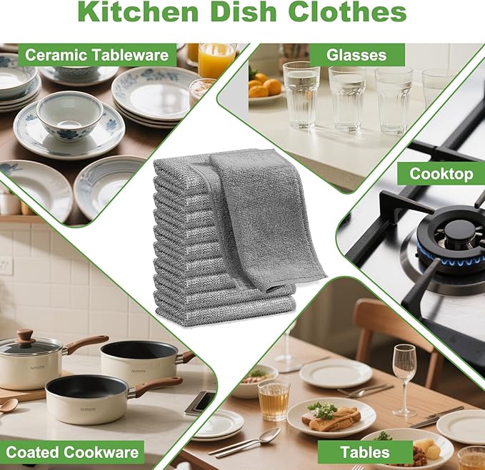 Jeymei 20Counts Multipurpose Wire Dishwashing Rag,Non Scratch Wire Dishcloth,Microfiber Miracle Cleaning Cloth with Mesh,Dual-Sided Steel Mesh Cloth for Pot,Metal Scrubber for Washing Dishes,Grey&Blue