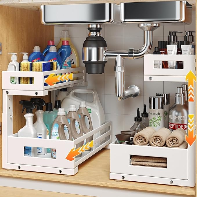 L-Shaped Metal Under Sink Organizer