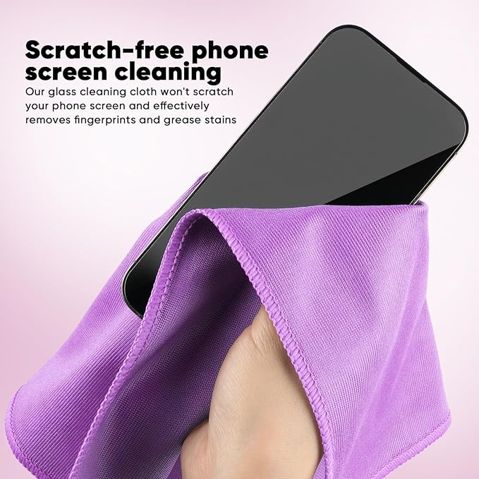 HOMEXCEL Microfiber Glass Cleaning Cloths 6 PK, Lint Free Streak Free, Reusable Microfiber Magic Cleaning Cloth for Windows, Glasses, Mirrors, Screens