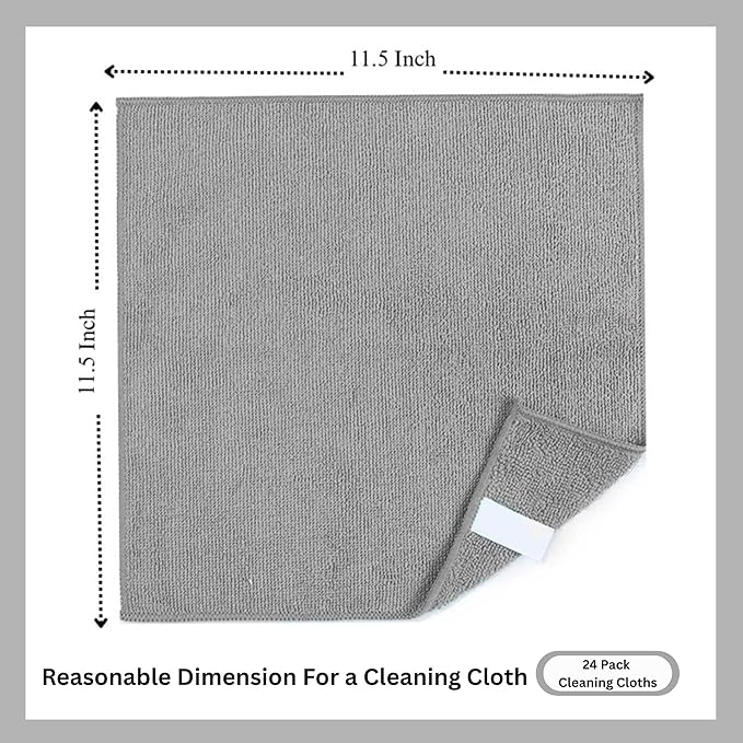 Microfiber Cleaning Cloth for Kitchen & households, Towels for Cars. (300gsm) (Pack of 24 Gray)