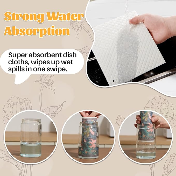 JOYMOOP 6 Pack Dishcloths for Kitchen, Reusable Absorbent Non-Scratch Cleaning Cloths, Washable Quick-Drying Rags for Cookware and Household, 6.7×7.9 Inch