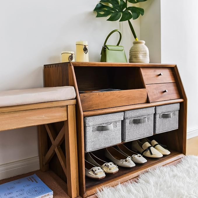 SAYS Small Storage Bins with Lids, Fabric Storage Boxes