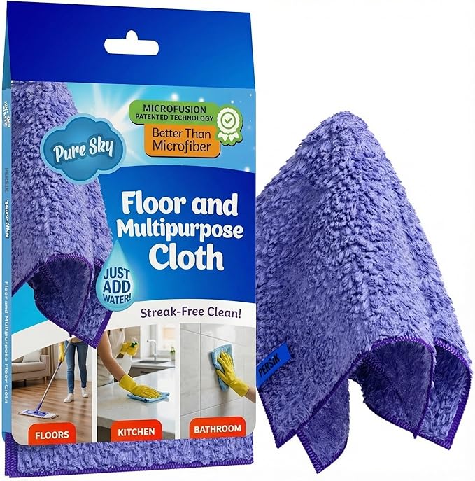 Pure-Sky Magic Deep Clean Cleaning Cloth – JUST ADD Water No Detergents Needed - Multipurpose Ultra Microfiber Cloth - Stick-Attachable for Mop