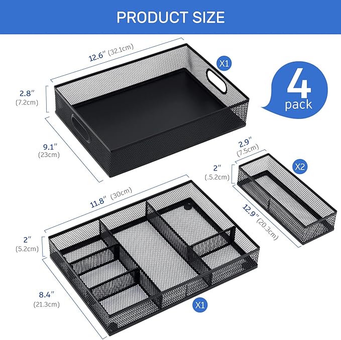 Desk Drawer Organizer with 6 Adjustable Dividers