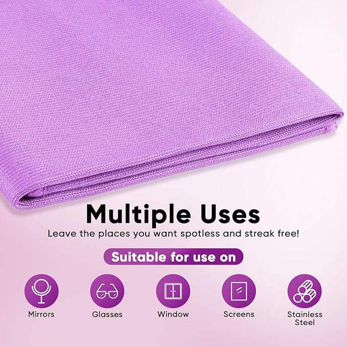 HOMEXCEL Microfiber Glass Cleaning Cloths 6 PK, Lint Free Streak Free, Reusable Microfiber Magic Cleaning Cloth for Windows, Glasses, Mirrors, Screens