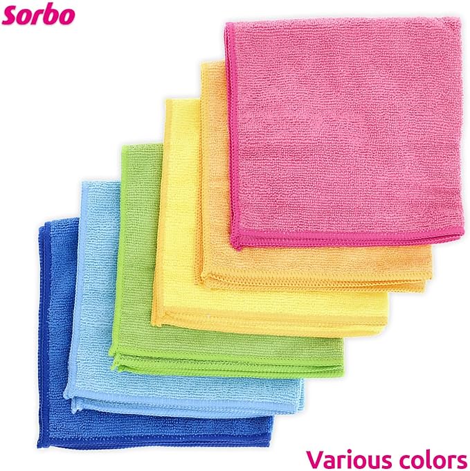 Sorbo Pack of 6 Microfibre Cleaning Cloths, Multipurpose Cleaning Towels, Streak-Free, Super Absorbent and Washable Cloth Duster Suitable for Car Cleaning, House, Kitchen, Windows, 40 x 40 cm