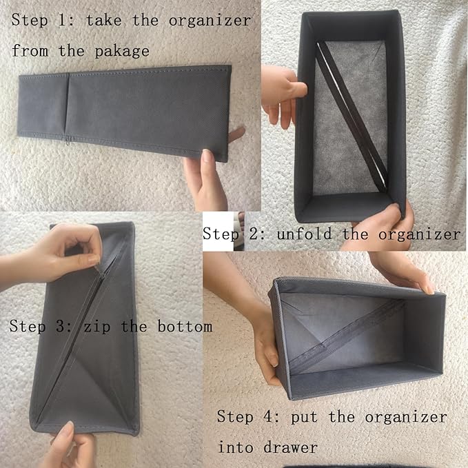 Sock Drawer Organizer 3 Pack, Gray
