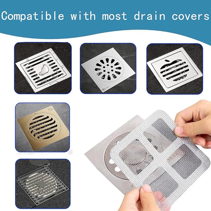 Disposable Hair Catcher Shower Drain Cover Bathroom Strainer Stickers Dog Hair Catcher Cover for Showers bathtubs，mesh Filter Sink Strainer Stickers