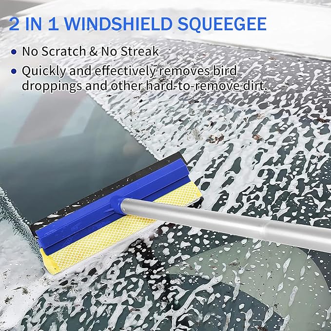 Wontolf 4-in-1 Squeegee for Window Cleaning Kit with Storage Bag, 79'' Squeegee Window Cleaner Tool with Extension Pole