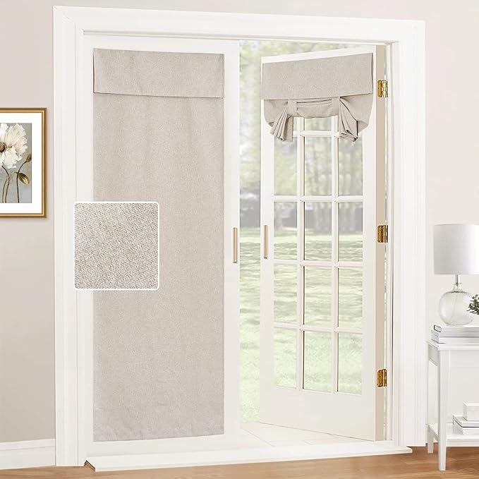 RYB HOME Tricia French Door Curtains - 1 Panel, 26" x 80" Khaki
