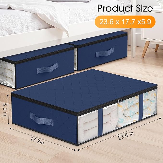 Under Bed Storage Bags 8 Pack, Blue