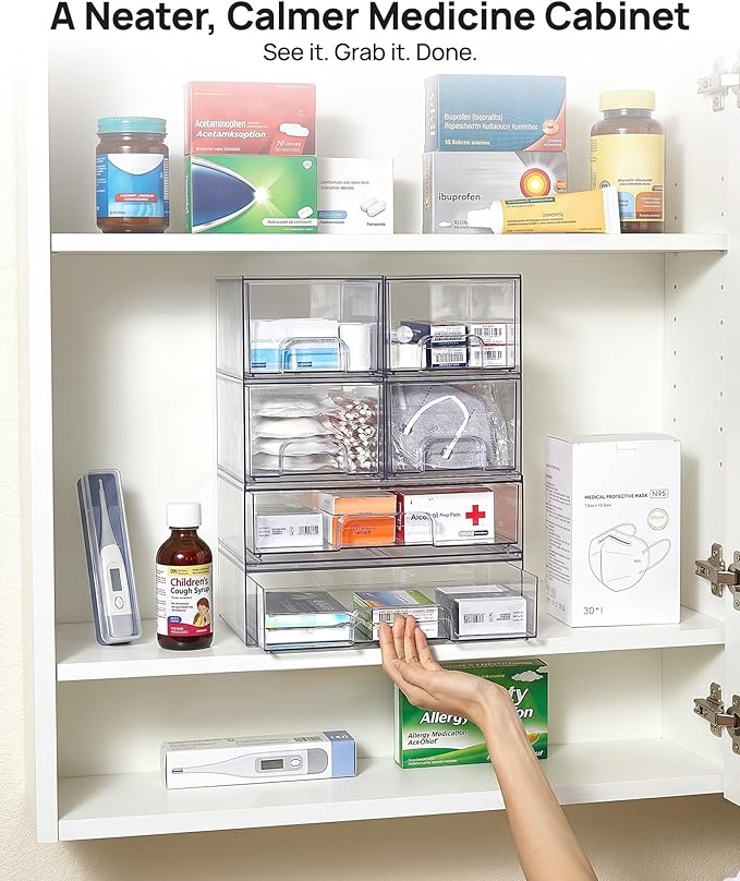 Stackable Storage Drawers Set of 6