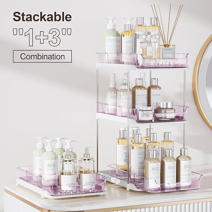 Delamu 2-Tier Multi-Purpose Bathroom Under Sink Organizers and Storage, Stackable Kitchen Pantry Organization