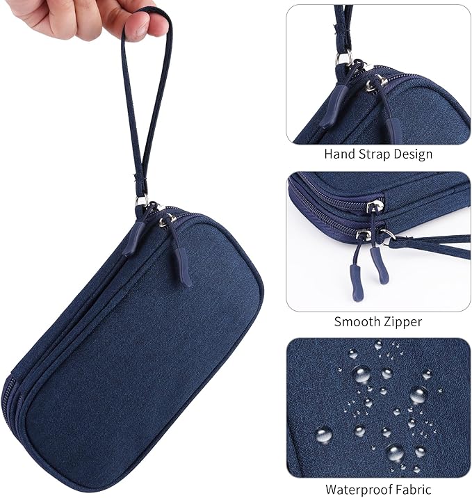 JIAKAI Travel Cable Organizer Electronics Accessories Bag for Charger, Phone, memory card,Travel Gadget Bag-Blue