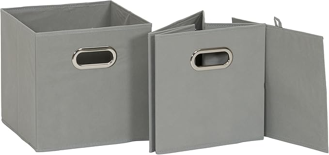 Household Essentials Fabric Storage Bins 6 Piece Set, Dove Gray