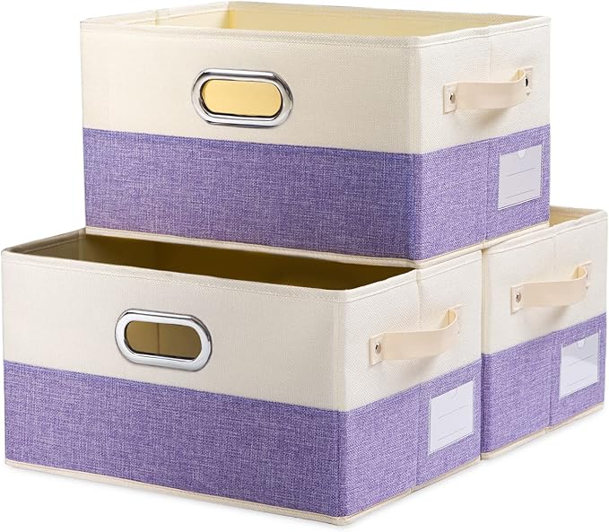 Large Fodable Storage Bins for Closet [3-pack] Decorative Fabric Storage Baskets