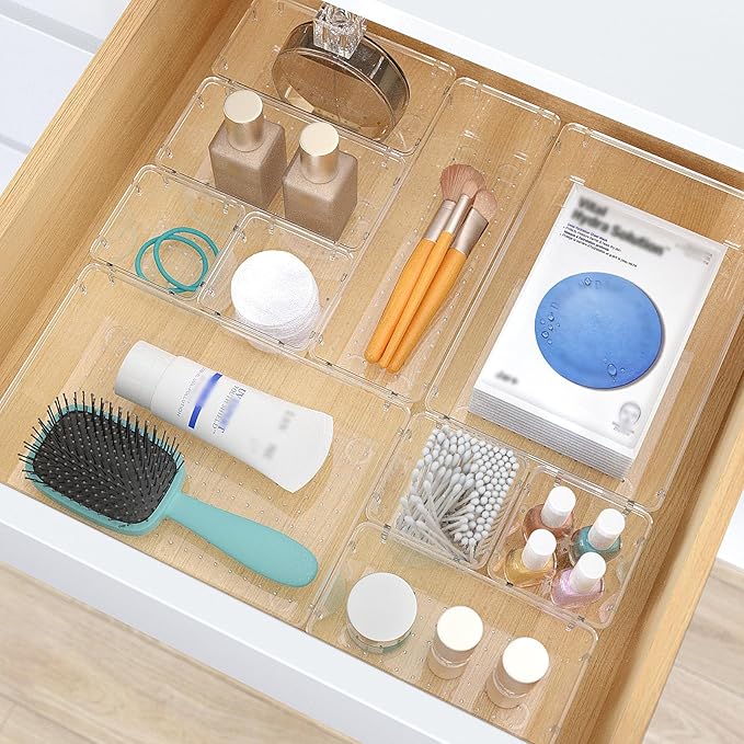 7 PCS Clear Plastic Drawer Organizers Set, Gadgets and Office Accessories
