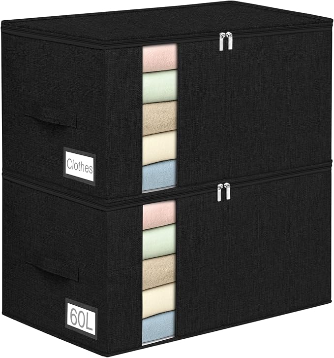 60L Comforter Storage Bag, Sturdy Construction Blanket Storage Bin w/Durable Handles
