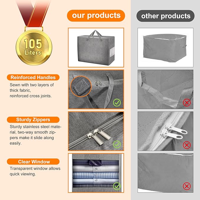 2 Pack 105L Comforter Storage Bags