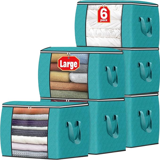 Fab totes 24 Gallons Clothes Storage, 6 Pack,Green