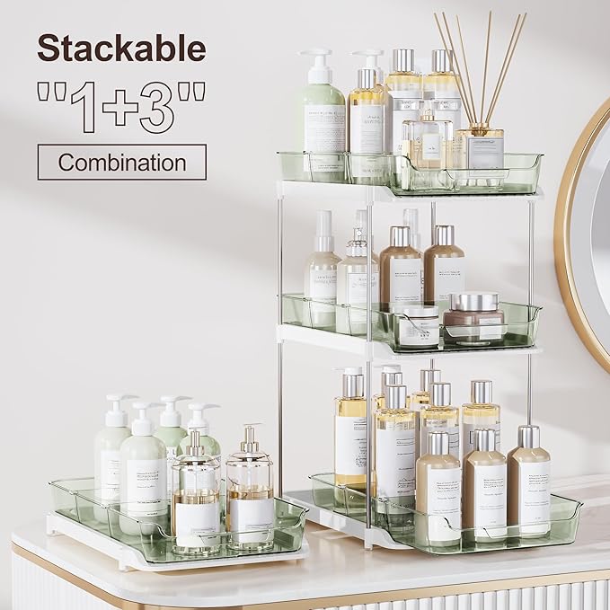 Delamu 2-Tier Multi-Purpose Bathroom Under Sink Organizers and Storage, Stackable Kitchen Pantry Organization