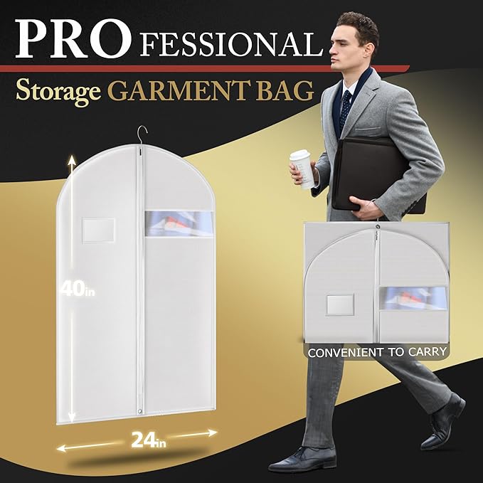 40-inch Garment Bags for Travel, White