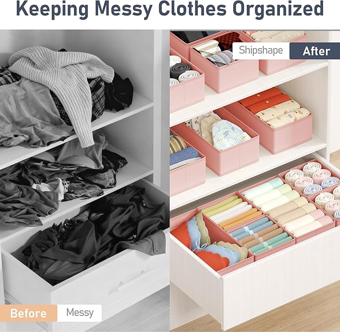 DIMJ Drawer Organizer Clothes Storage - 18 Pack Baby Dresser Organizer for Nursery, Foldable Drawer Dividers for Bedroom Closet Organization