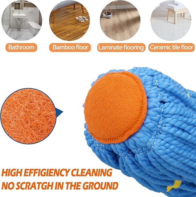 Self-Wringing Twist Mops for Floor Cleaning, Microfiber Floor mop with 57 " Long Handle, Easy Wringing Mop for Hardwood Commercial Household Clean