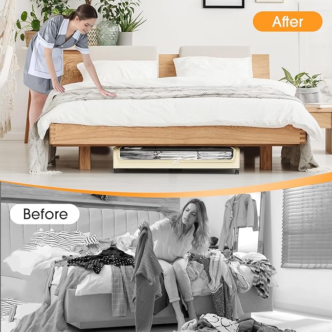 SpaceHacks Under Bed Storage (1 Pack) - Large Capacity Rolling Storage for Clothes & Blankets