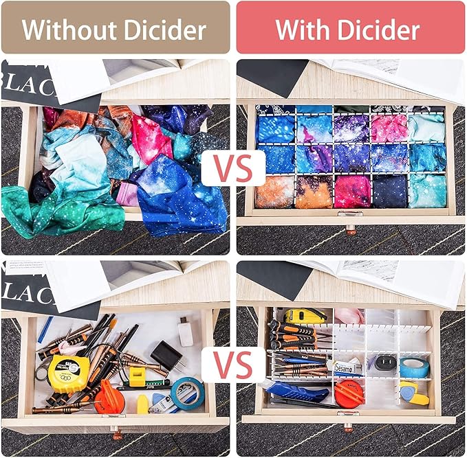 8Pcs Drawer Dividers, Adjustable Drawer Organizer for Socks, Underwear, Makeup, Can Help Tidy Kitchen, Bedroom, Dresser White