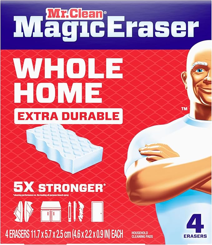 Mr. Clean Magic Eraser Sponge, All Purpose Cleaner, Cleaning Scrubber, Wall, Sneaker, Kitchen, Bathroom, Shower Cleaner, Cleaning Supplies