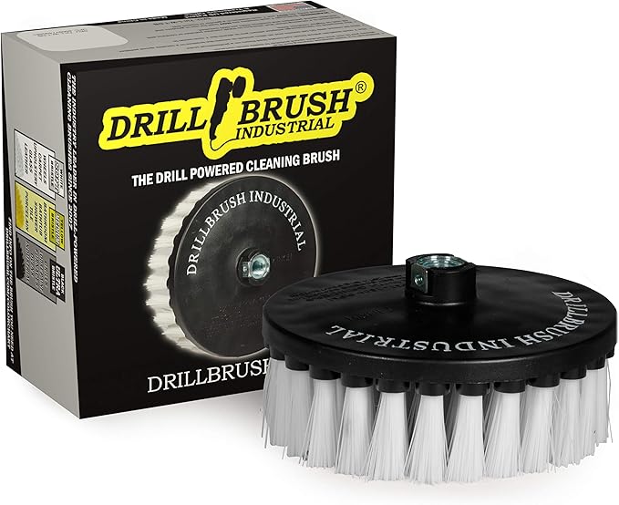 Carpet Cleaner Scrub Brush for Polisher - 7 Inch Soft White Drillbrush with 5/8 x 11 Threaded Hub for Rotary Polisher Machine - Large Car Buffer Brush - Large Carpet Scrubber - Drill Adapter Included