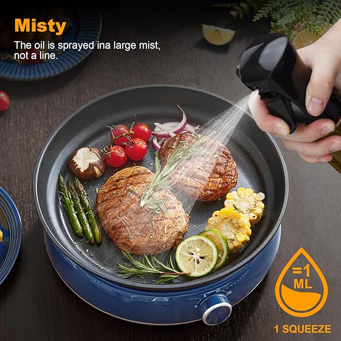 Oil Sprayer for Cooking 200ml Glass Olive Oil Sprayer Mister Olive Oil Spray Bottle Canola Oil Spritzer Bottles for Kitchen Premium Cooking Sprayer Kitchen Gadgets for Air Fryer Frying Baking BBQ