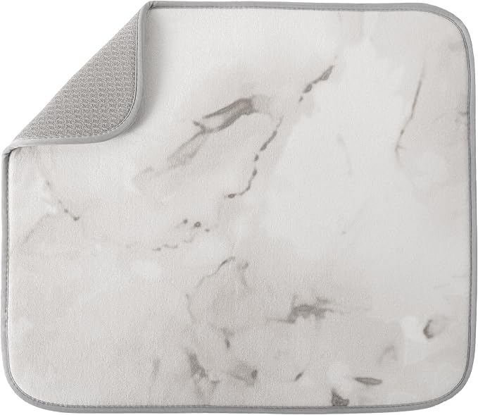 INC. Dish Drying Mat, 16” x 18”, Grey Stone