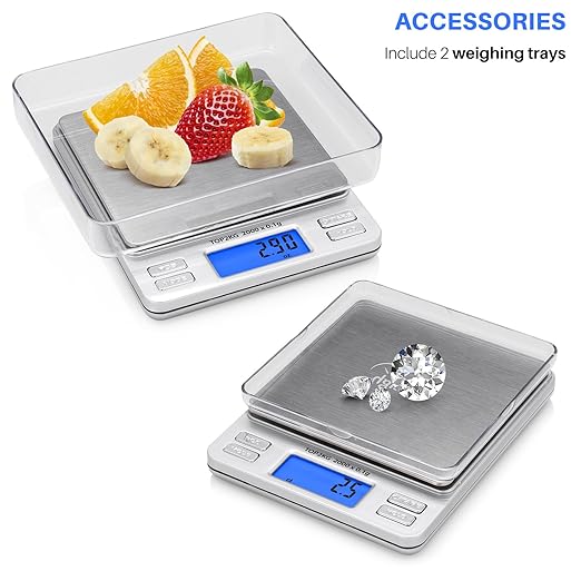 Smart Weigh Pro Digital Pocket Scale – 2000g x 0.1g Precision Gram Scale with LCD Display, 6 Weighing Units, Hold & Count Functions – Includes 2 Trays and Batteries (Silver) — Case of 40
