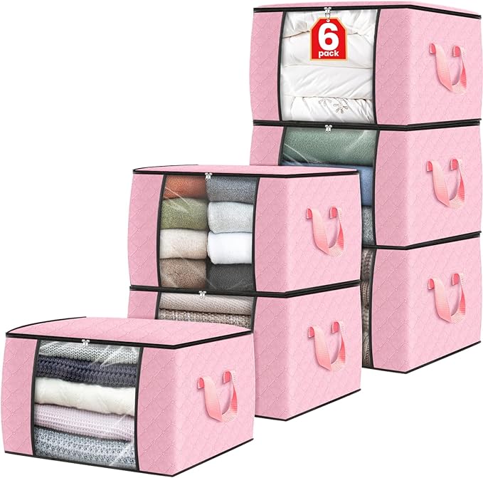 Fab totes 6 Pack Clothes Storage, Pink